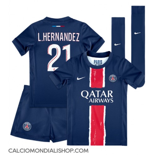 Maglie da calcio Paris Saint-Germain Lucas Hernandez #21 Prima Maglia Bambino 2024-25 Manica Corta (+ Pantaloni corti)